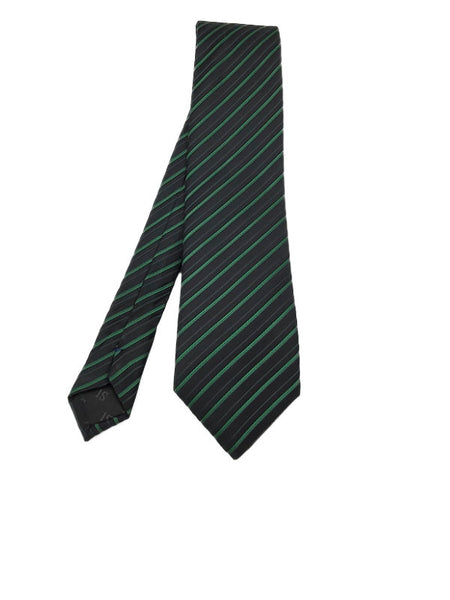 Green and black diagonal striped tie