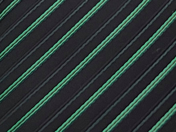 Green and black diagonal striped tie