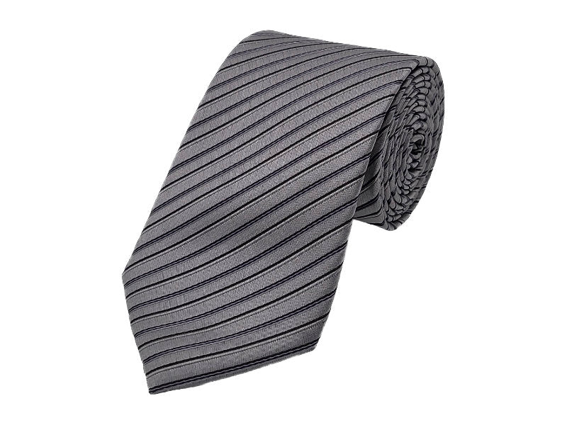 Grey and black diagonal striped tie