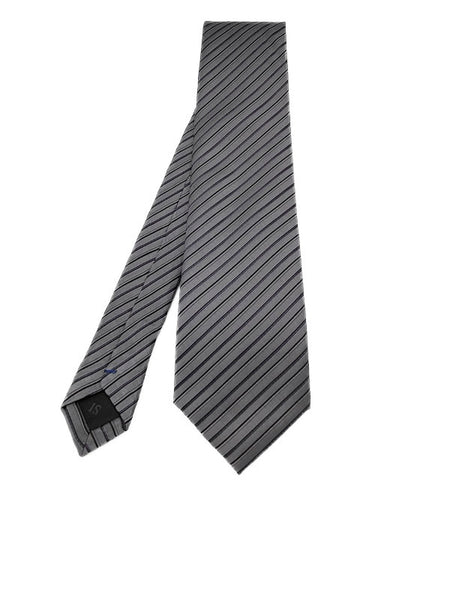 Grey and black diagonal striped tie