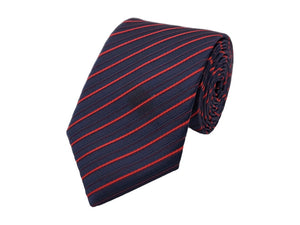 Red and navy diagonal striped tie