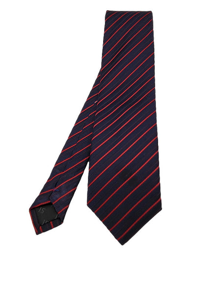 Red and navy diagonal striped tie