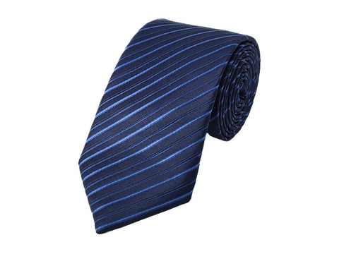 Blue and navy diagonal striped tie