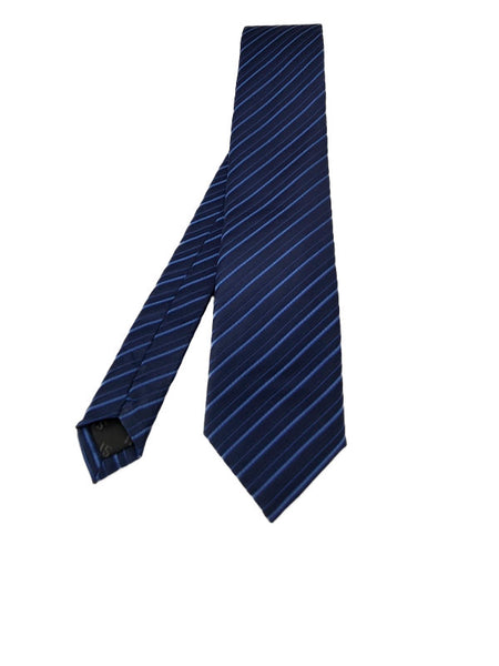 Blue and navy diagonal striped tie