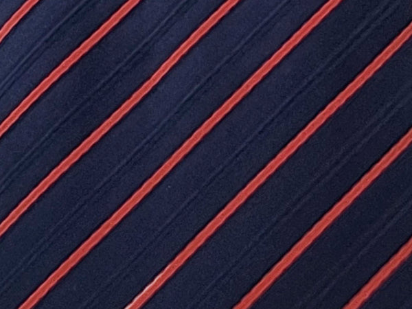 Orange and navy diagonal striped tie