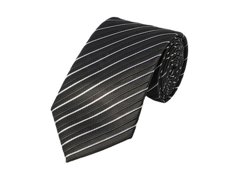 White and black diagonal striped tie