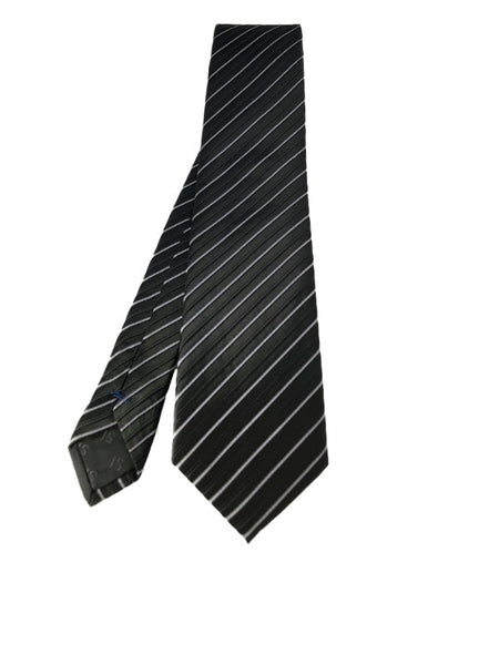 White and black diagonal striped tie