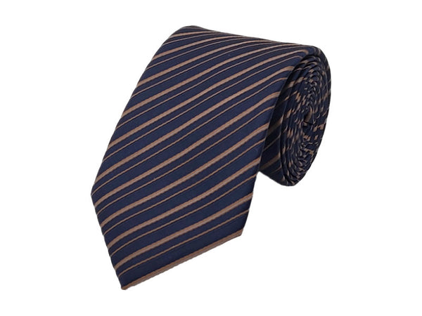 Bronze and navy diagonal striped tie