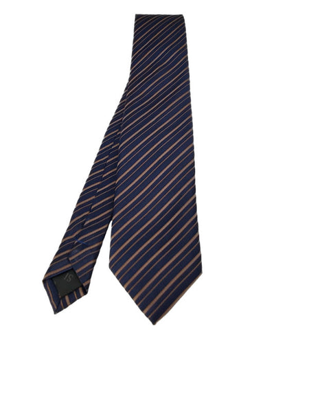 Bronze and navy diagonal striped tie