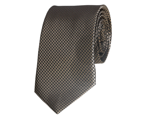 Brown micro patterned jacquard woven tie