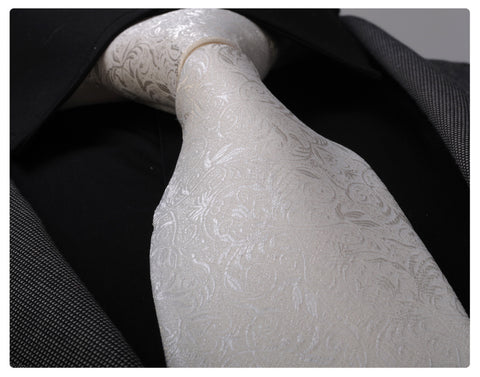 Ivory floral jacquard woven tie