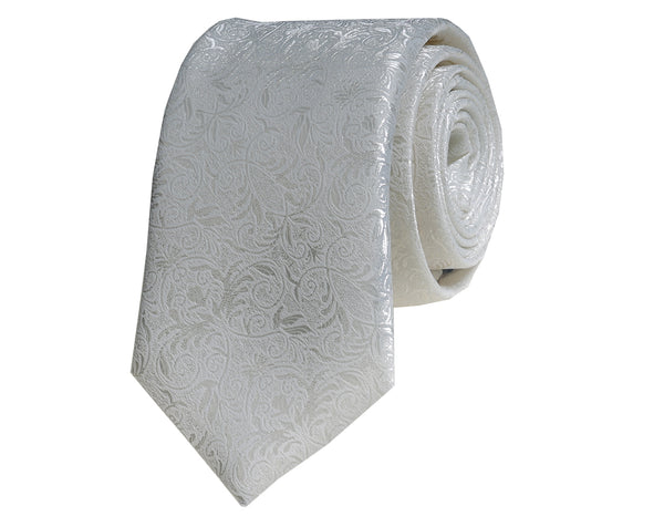 Ivory floral jacquard woven tie