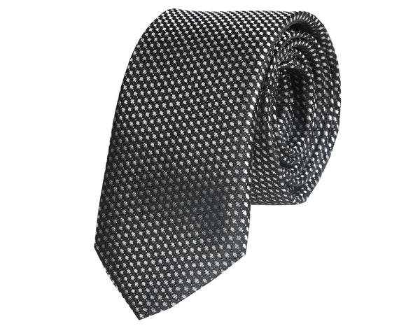 Black and white polka dot jacquard woven tie