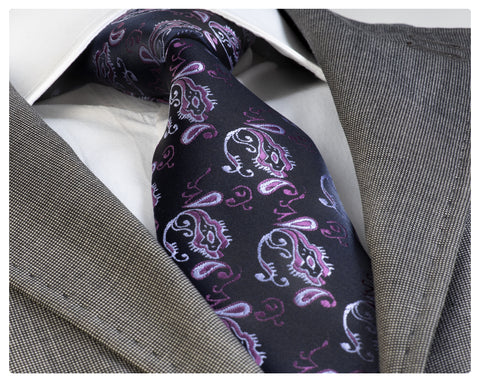 Purple paisley jacquard woven tie