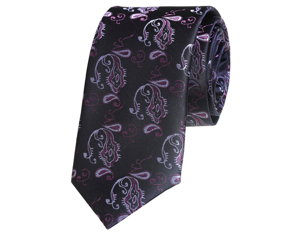 Purple paisley jacquard woven tie