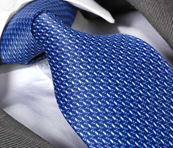 Blue patterned satin tie