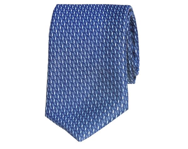 Blue patterned satin tie