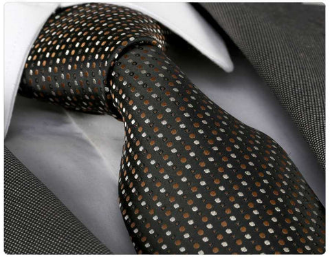 Brown polka dot jacquard woven tie