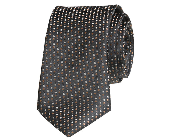 Brown polka dot jacquard woven tie