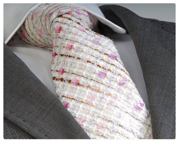 Pink blue wool tie