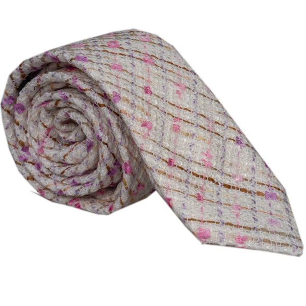 Pink blue wool tie