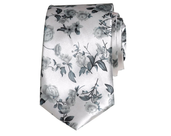 Ivory floral satin tie