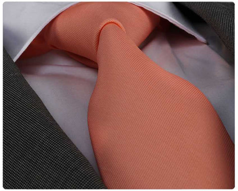 Peach solid tone jacquard woven tie