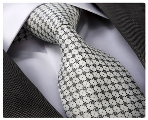 White and black micro patterned satin tie