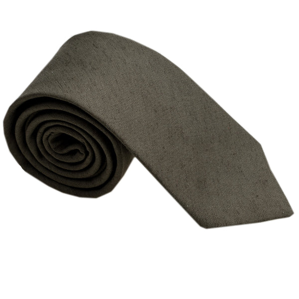 Khaki green linen tie